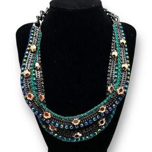 Stella & Dot Retired Rose Gold + Hematite Mercury Statement Necklace RARE NWOT